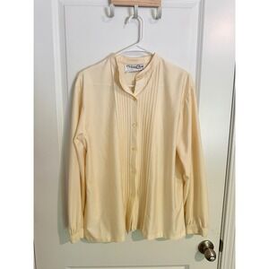 Oscar de la Renta Collectibles Pleated Blouse Butter Yellow Blouse‎ Size 16